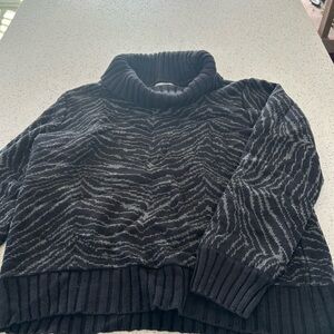 Jones New York Sweater Women's L Multi Zebra Print Ribbed Hem & Cuff Turtle Neck